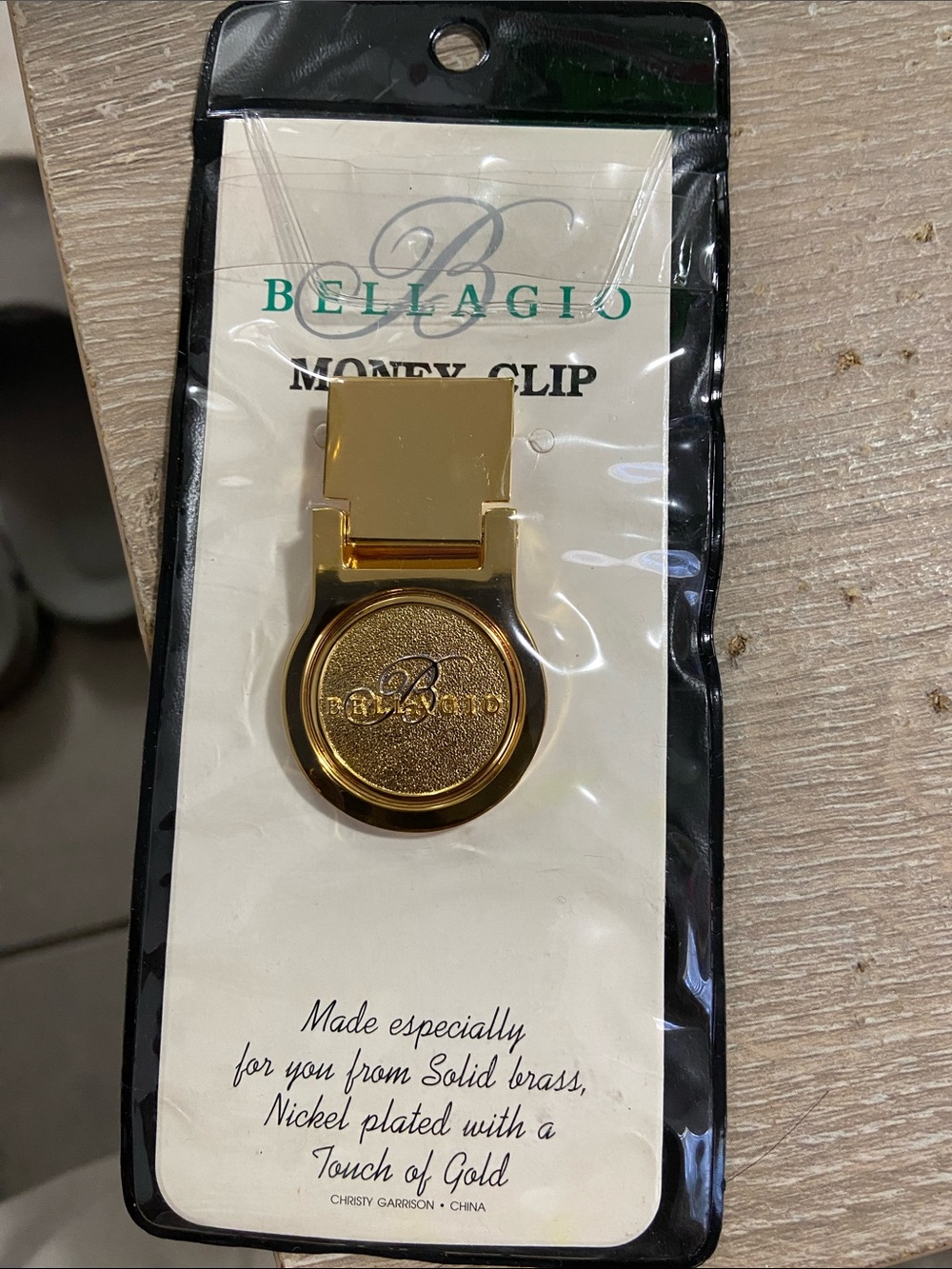 Vintage Bellagio Las Vegas Casino Gold Toned Money Clip NEW